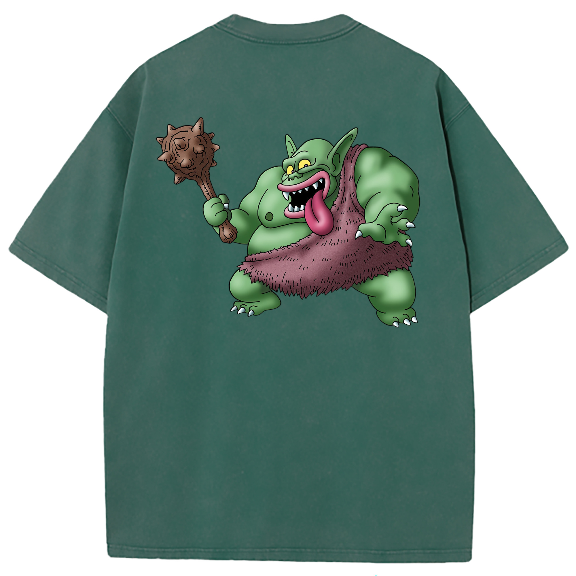 （画像用） ドラゴンクエスト Doragon Kuesuto Dragon Quest 綿100% ヴィンテージ風 半袖Tシャツ（背面プリント）